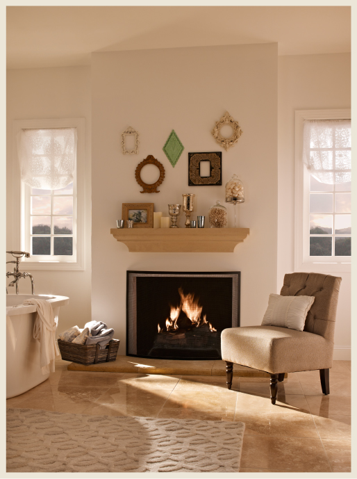 White bahroom fireplace