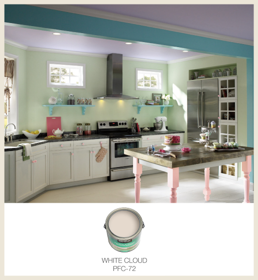 Pretty Pastel Kitchen with light painted floor