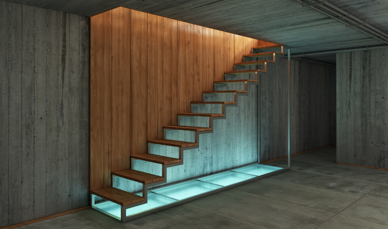 Multi-material modern staircase - Colorfully BEHR