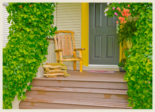 Bright yellow door frame