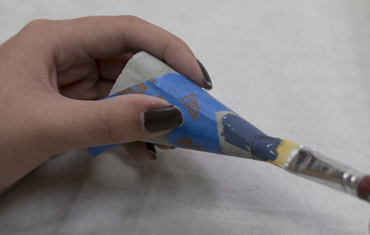 Painting cone with blue paint