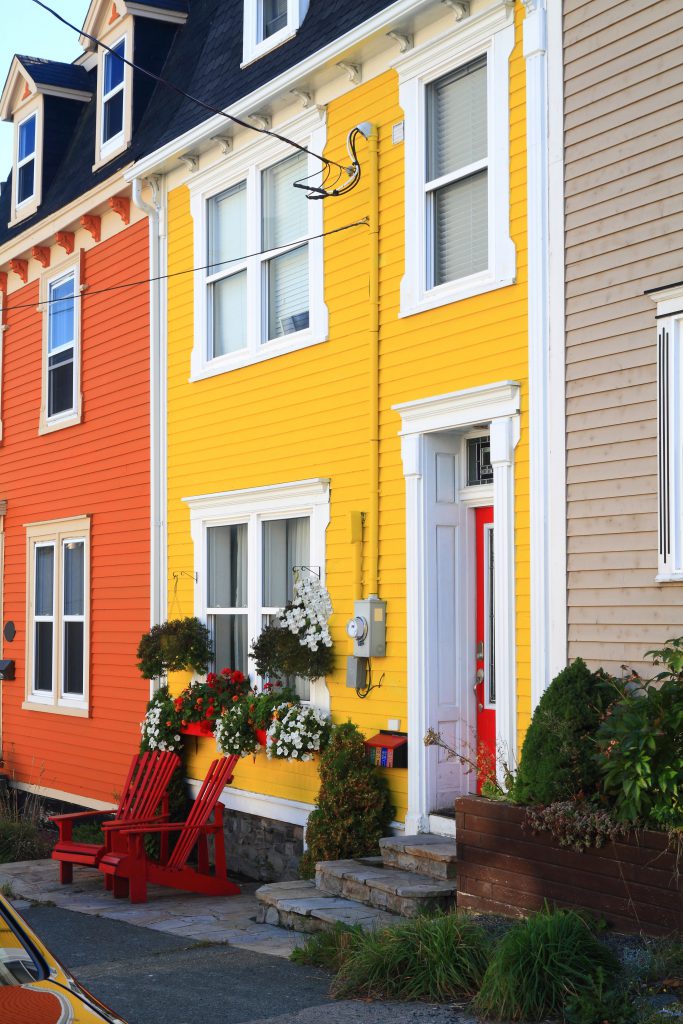 A view of an entry way of one of the colorful home in St. John’s.
