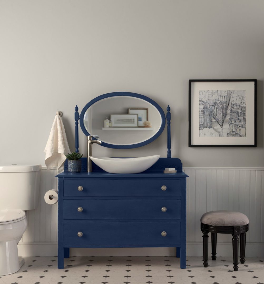 Do it Yourself Timeless Blue Vanity Dresser Colorfully BEHR