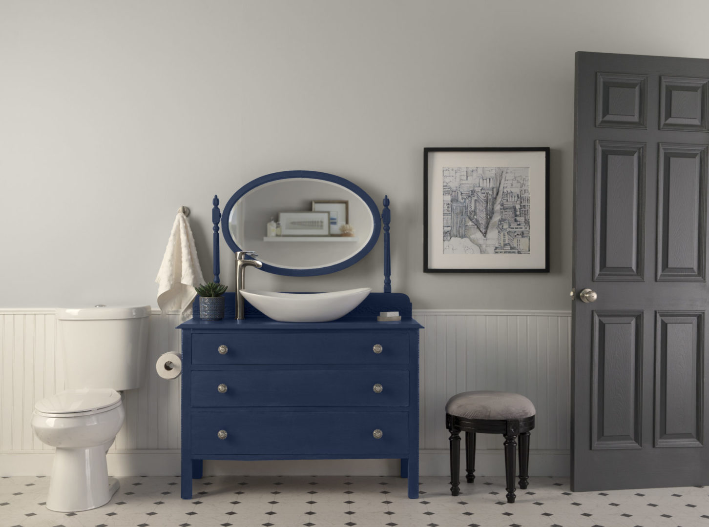 Do it Yourself: Timeless Blue Vanity Dresser - Colorfully BEHR