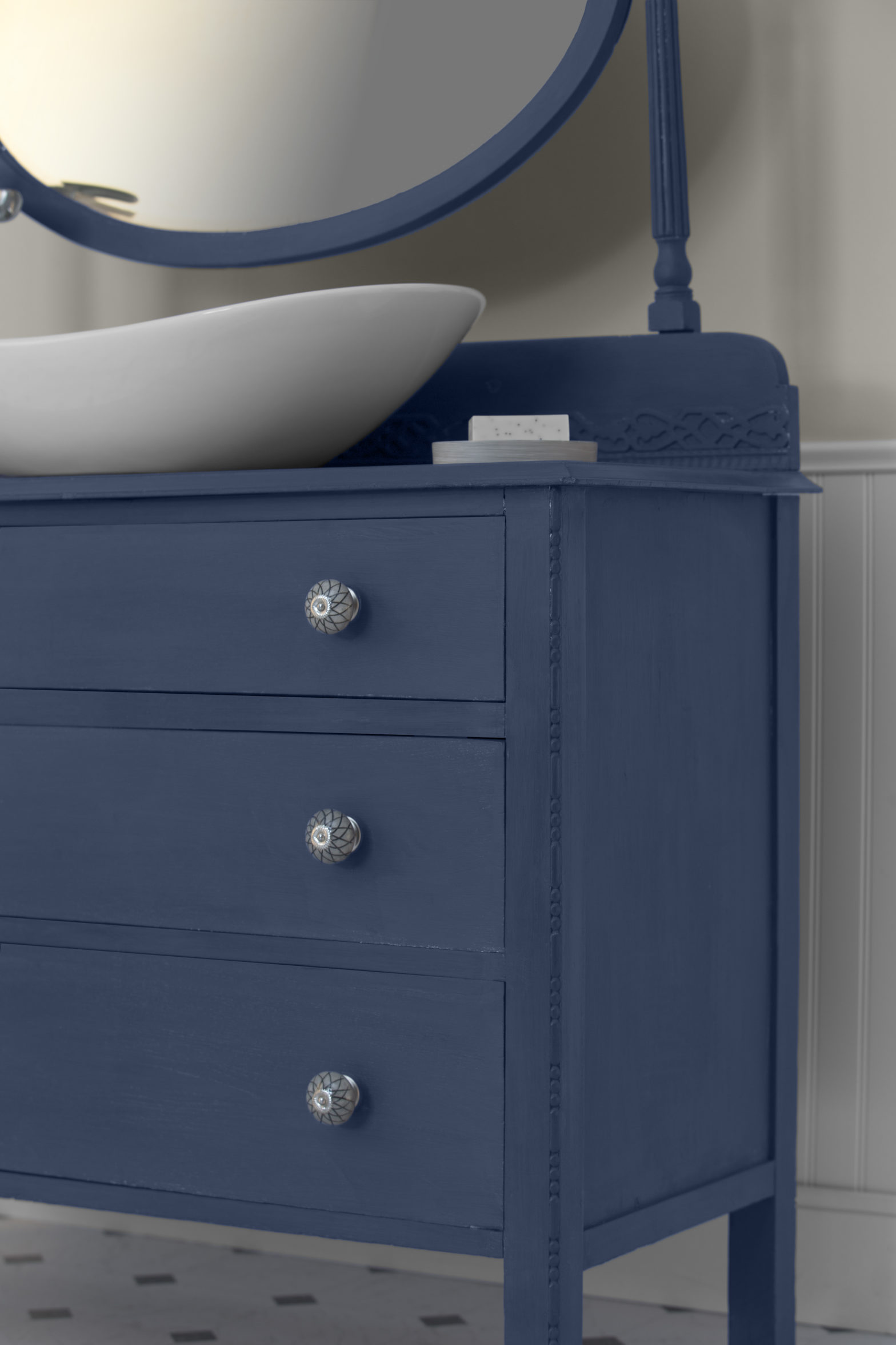 Do it Yourself Timeless Blue Vanity Dresser Colorfully BEHR