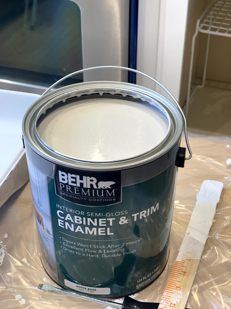 can of paint with the lid off.
