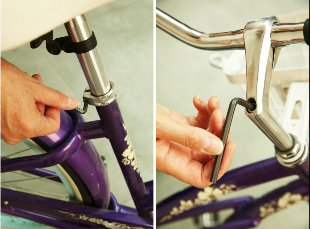 Image of person removing seat and handlebars from a bike.
