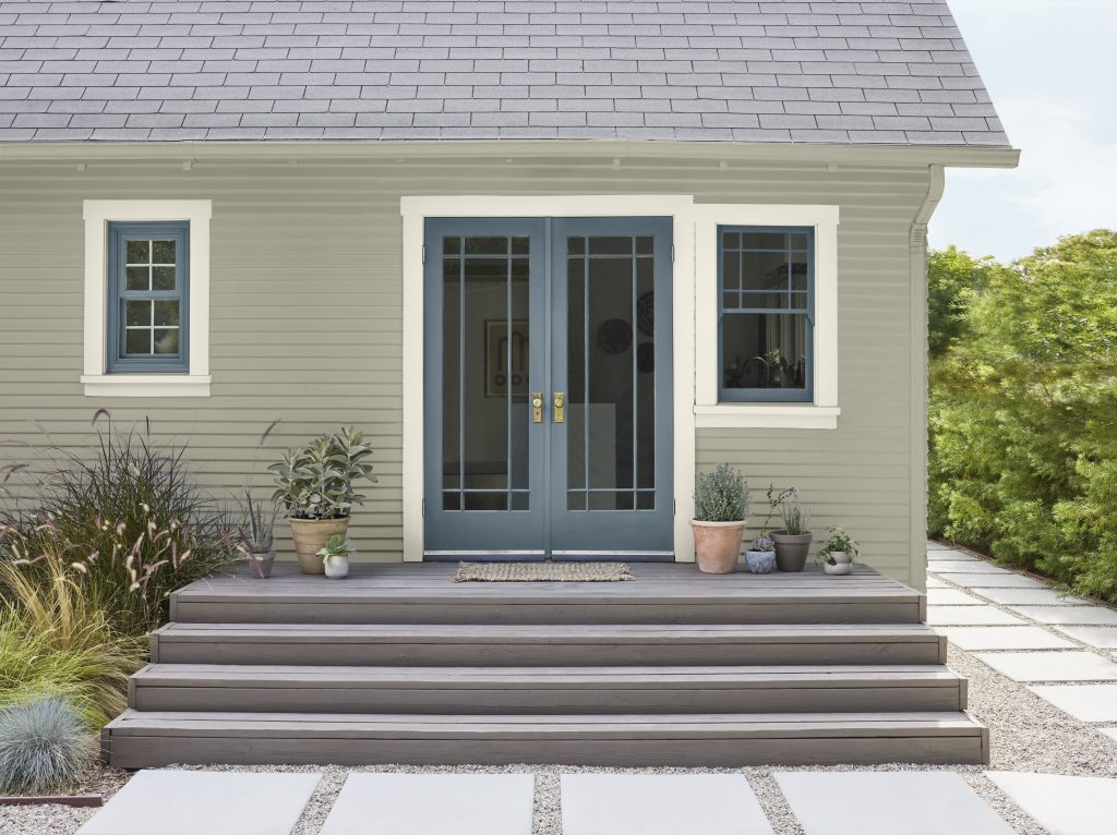 Exterior Home Image with french doors. 