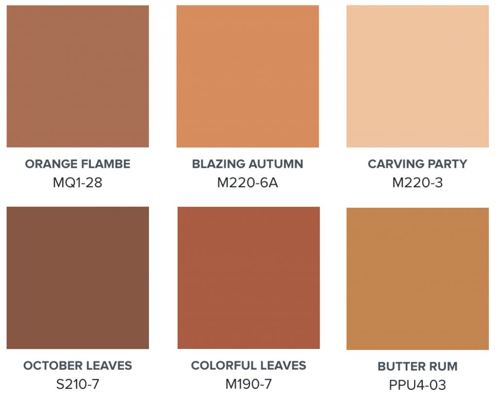 A color palette showing different orange hues.