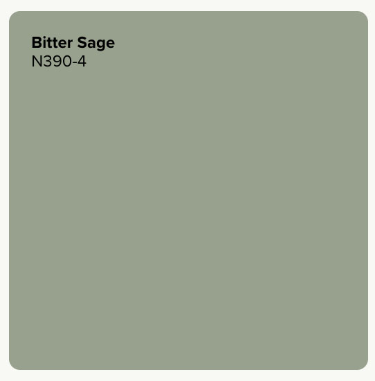 BEHR Bitter Sage N390-4 sage green paint color swatch.