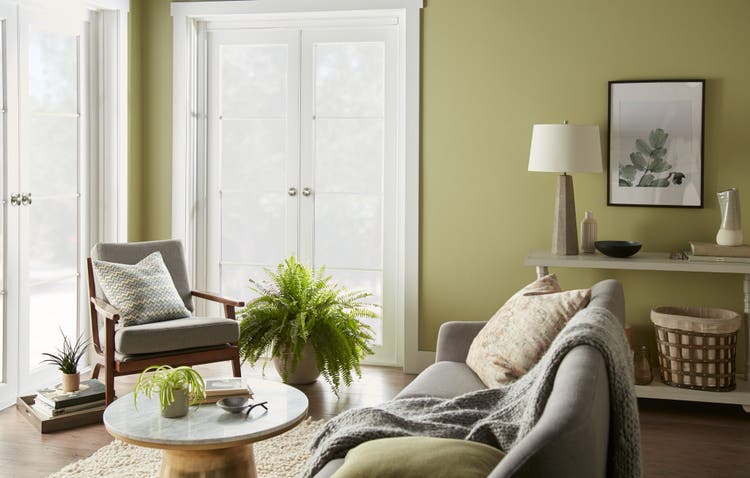 Living Room painted in the Behr 2020 Color of the Year Back to Nature S340-4
