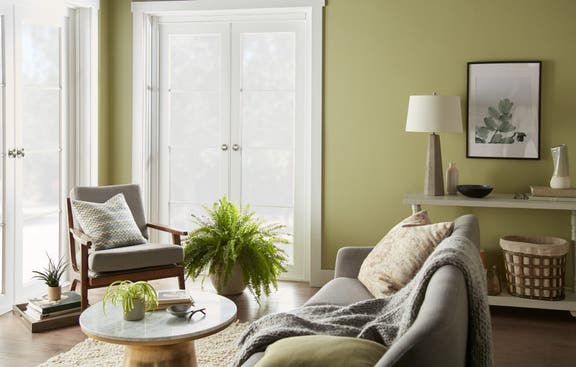 Living Room painted in the Behr 2020 Color of the Year Back to Nature S340-4