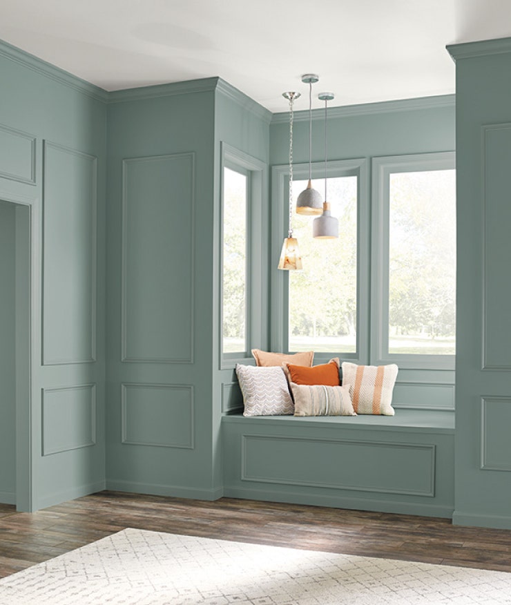 Entry way painted in the Behr 2018 Color of the Year In the Moment MQ3-31