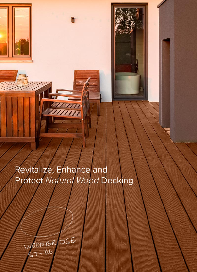 Home deck, stained in Woodbridge, Behr Premium Semi-Transparent Waterproofing Stain & Sealer.