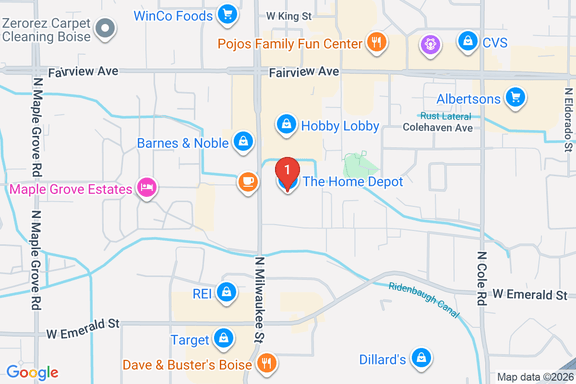 Map showing HOME DEPOT #1801 location