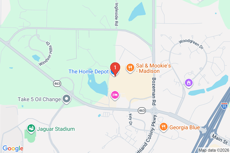 Map showing HOME DEPOT #2912 location