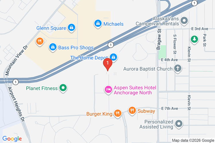 Map showing HOME DEPOT #1302 location