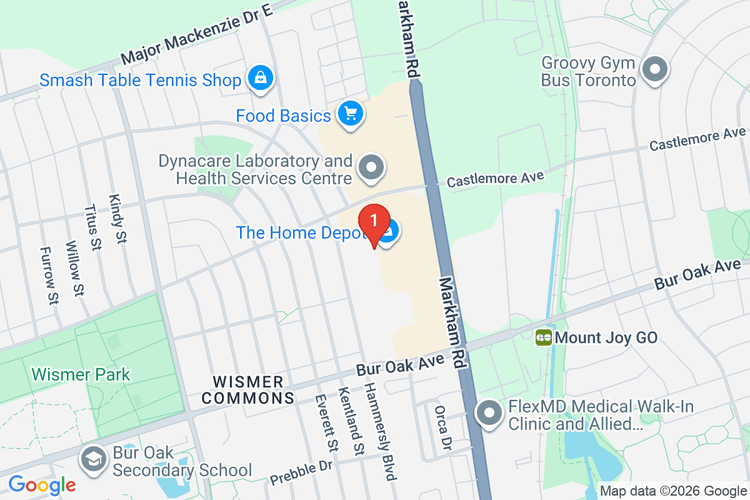 Map showing HOME DEPOT CAN #7262 location