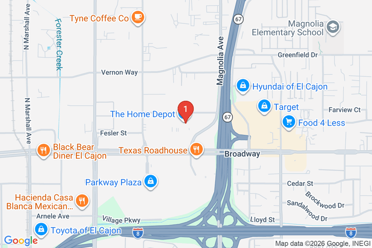 Map showing HOME DEPOT #1848 location