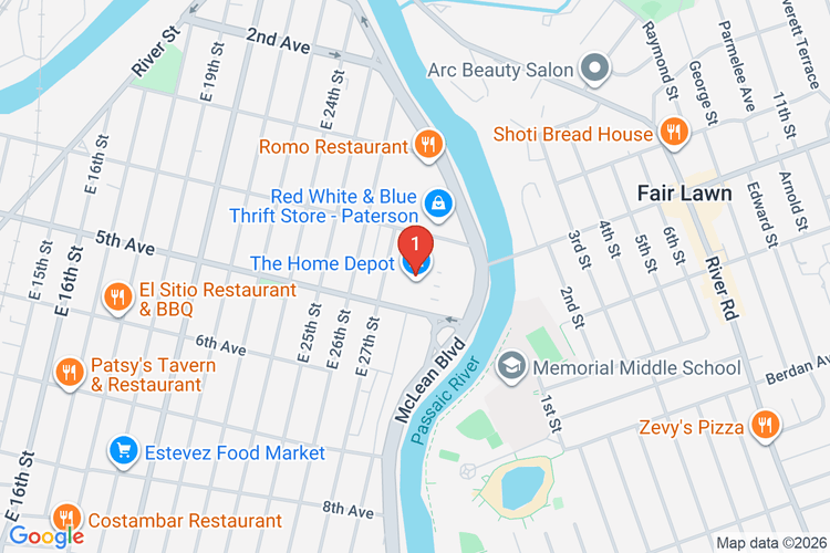 Map showing HOME DEPOT #0959 location