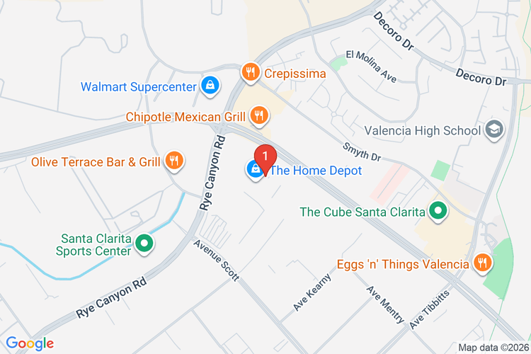 Map showing HOME DEPOT #1055 location