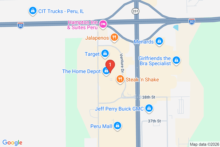 Map showing HOME DEPOT #1977 location