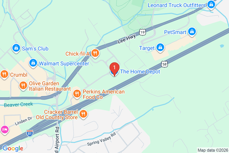 Map showing HOME DEPOT #4658 location