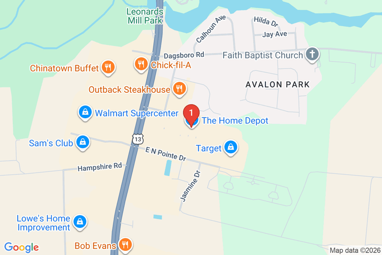Map showing HOME DEPOT #2561 location