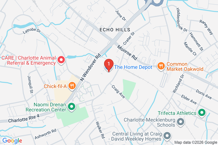 Map showing HOME DEPOT #3608 location