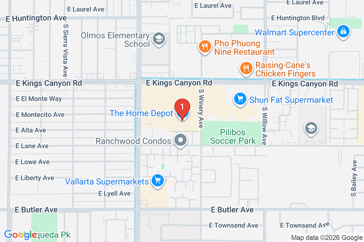 Map showing HOME DEPOT #1086 location