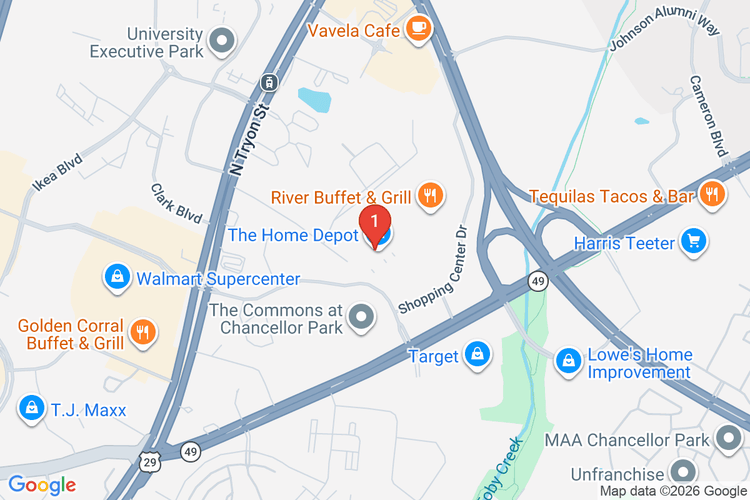 Map showing HOME DEPOT #3603 location