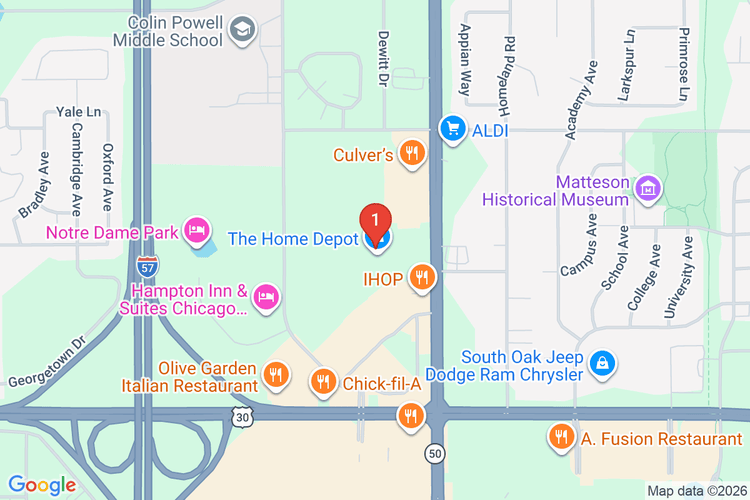 Map showing HOME DEPOT #1932 location