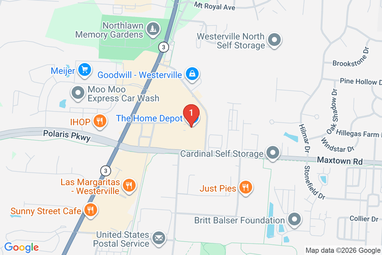 Map showing HOME DEPOT #3825 location