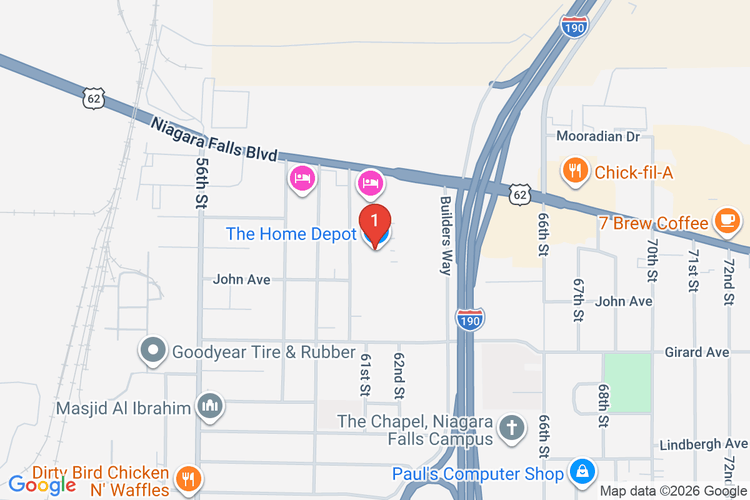 Map showing HOME DEPOT #1287 location