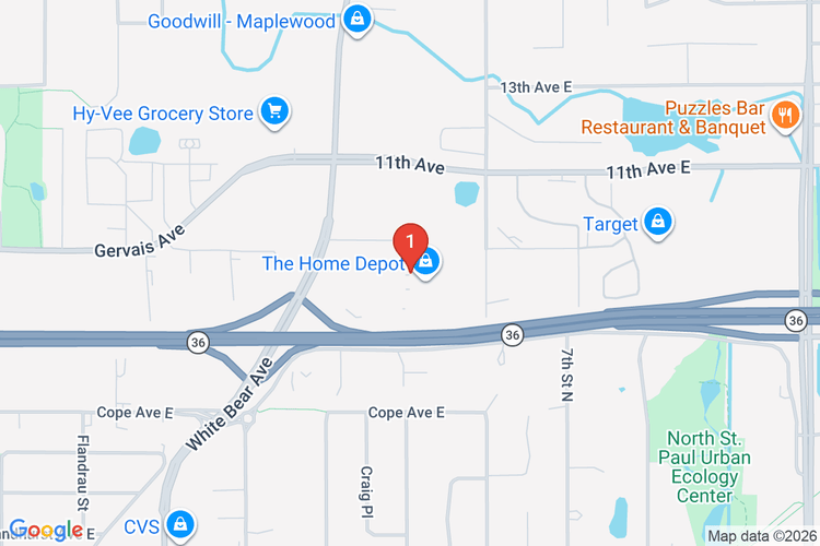 Map showing HOME DEPOT #2801 location