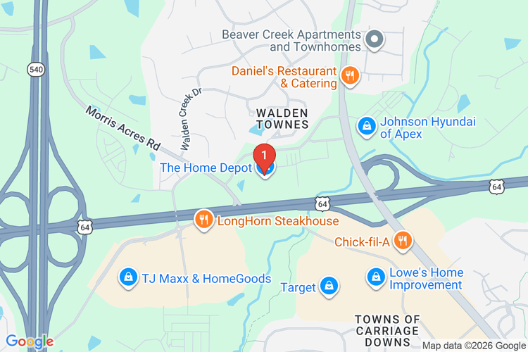 Map showing HOME DEPOT #3644 location