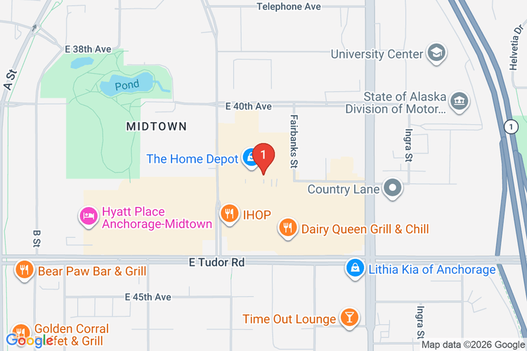 Map showing HOME DEPOT #1301 location
