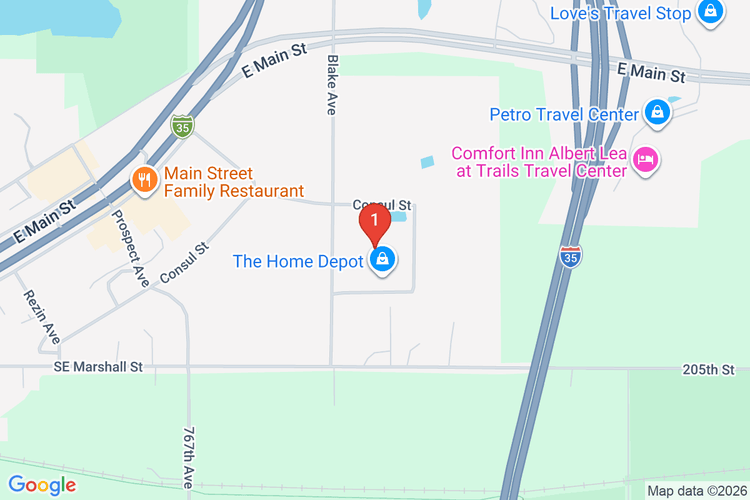 Map showing HOME DEPOT #2832 location