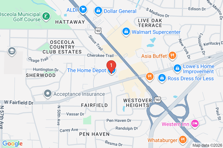 Map showing HOME DEPOT #6932 location