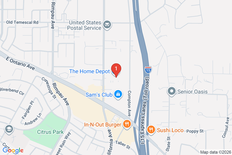 Map showing HOME DEPOT #6665 location