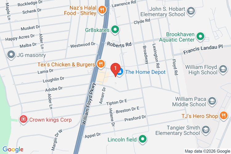 Map showing HOME DEPOT #1282 location