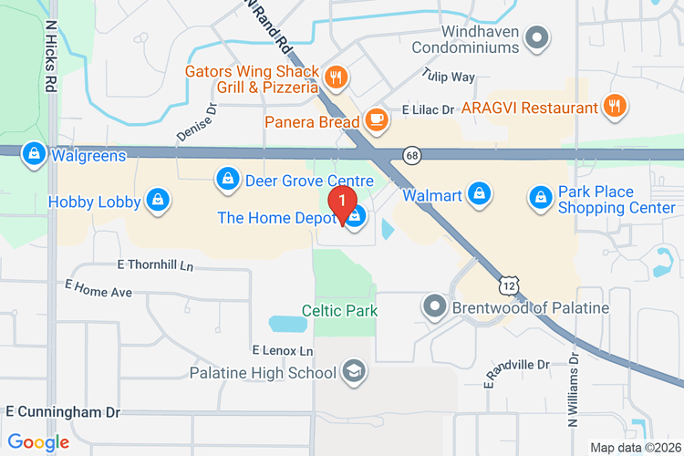 Map showing HOME DEPOT #1927 location