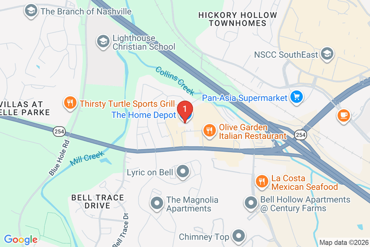 Map showing HOME DEPOT #0721 location