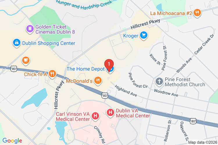 Map showing HOME DEPOT #8954 location