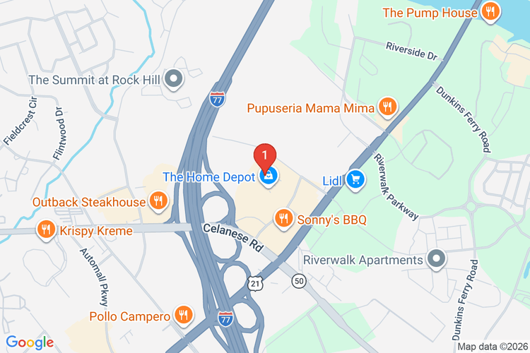 Map showing HOME DEPOT #1114 location