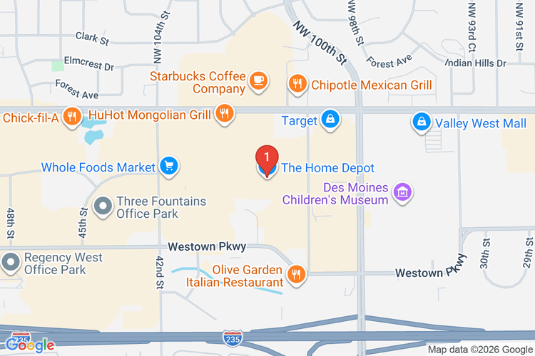 Map showing HOME DEPOT #2103 location