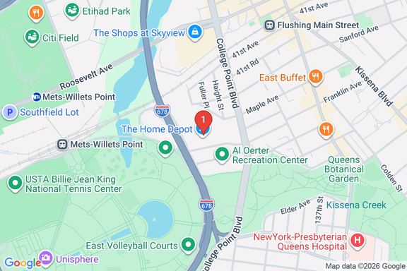 Map showing HOME DEPOT #1214 location