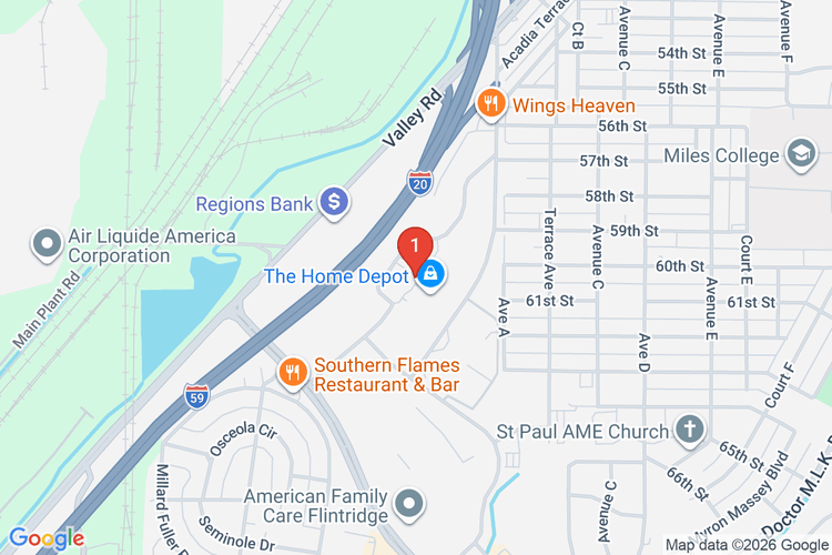 Map showing HOME DEPOT #0882 location