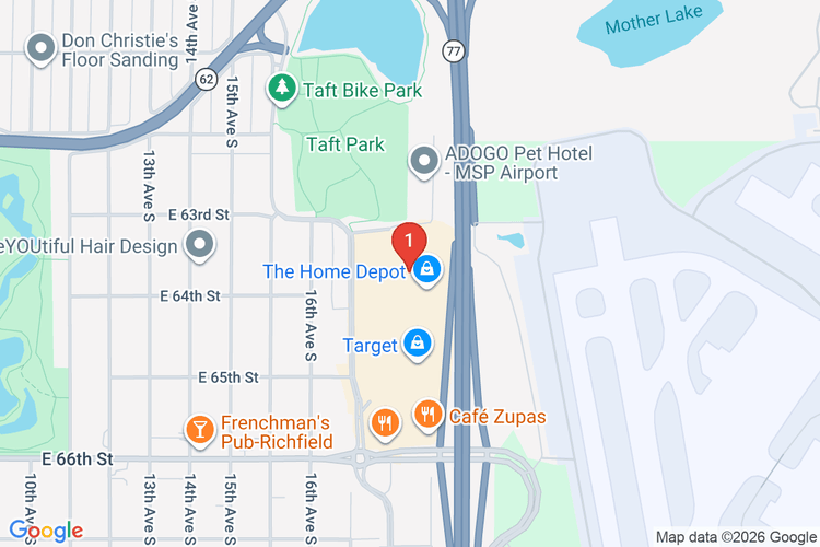 Map showing HOME DEPOT #2845 location