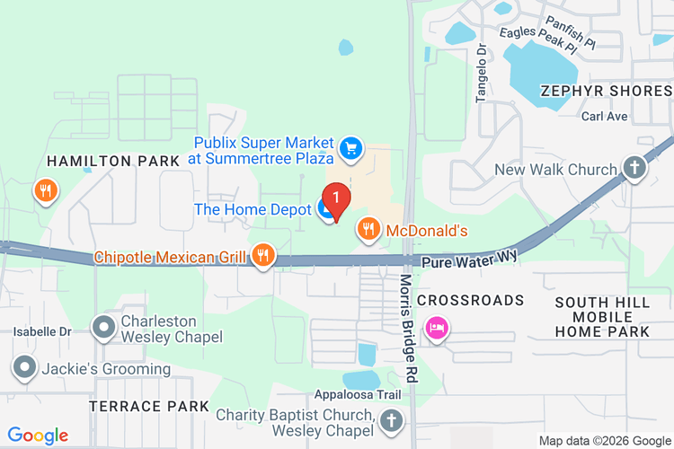 Map showing HOME DEPOT #8929 location